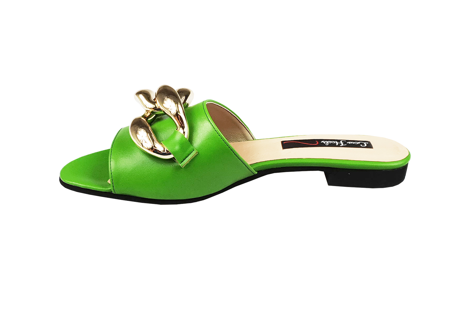 Ariana slider with oversized chain links - lime green