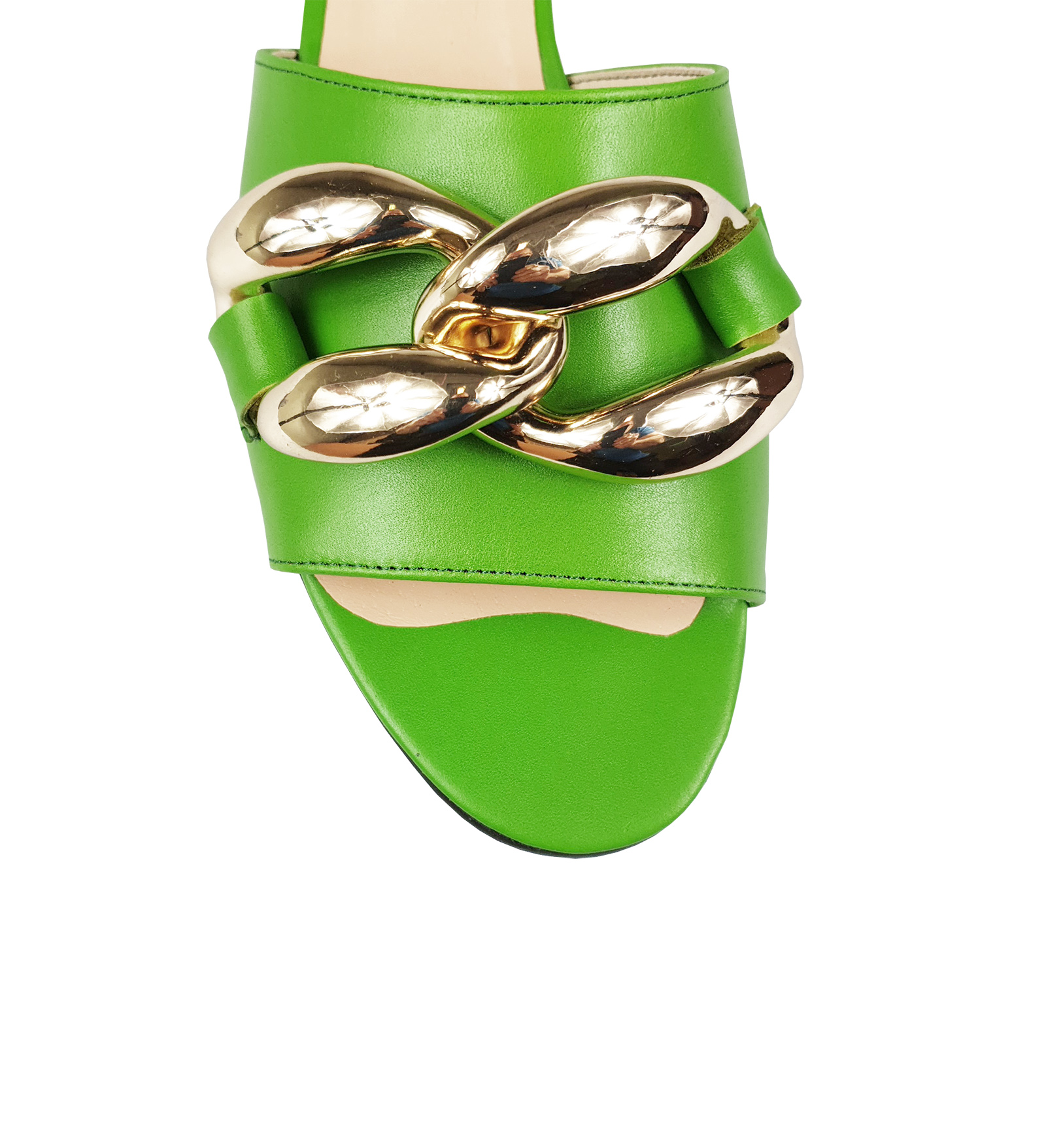 Ariana slider with oversized chain links - lime green