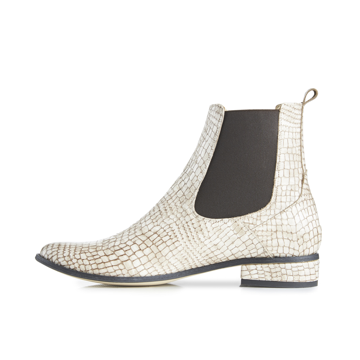 Casey Ankle Boots In Moc Croc - Beige