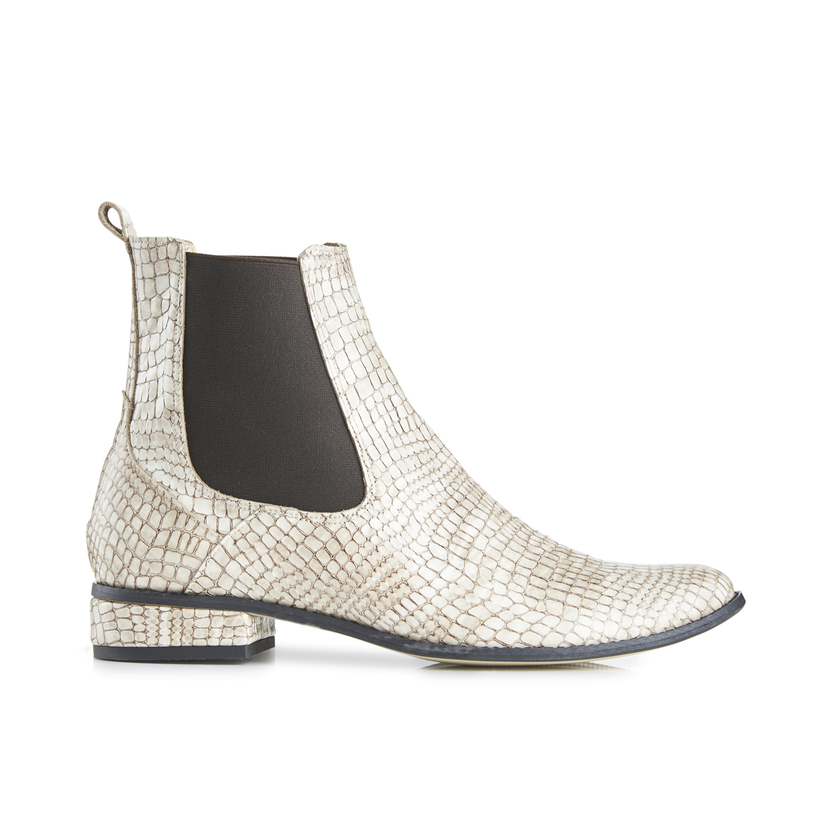 Casey Ankle Boots In Moc Croc - Beige
