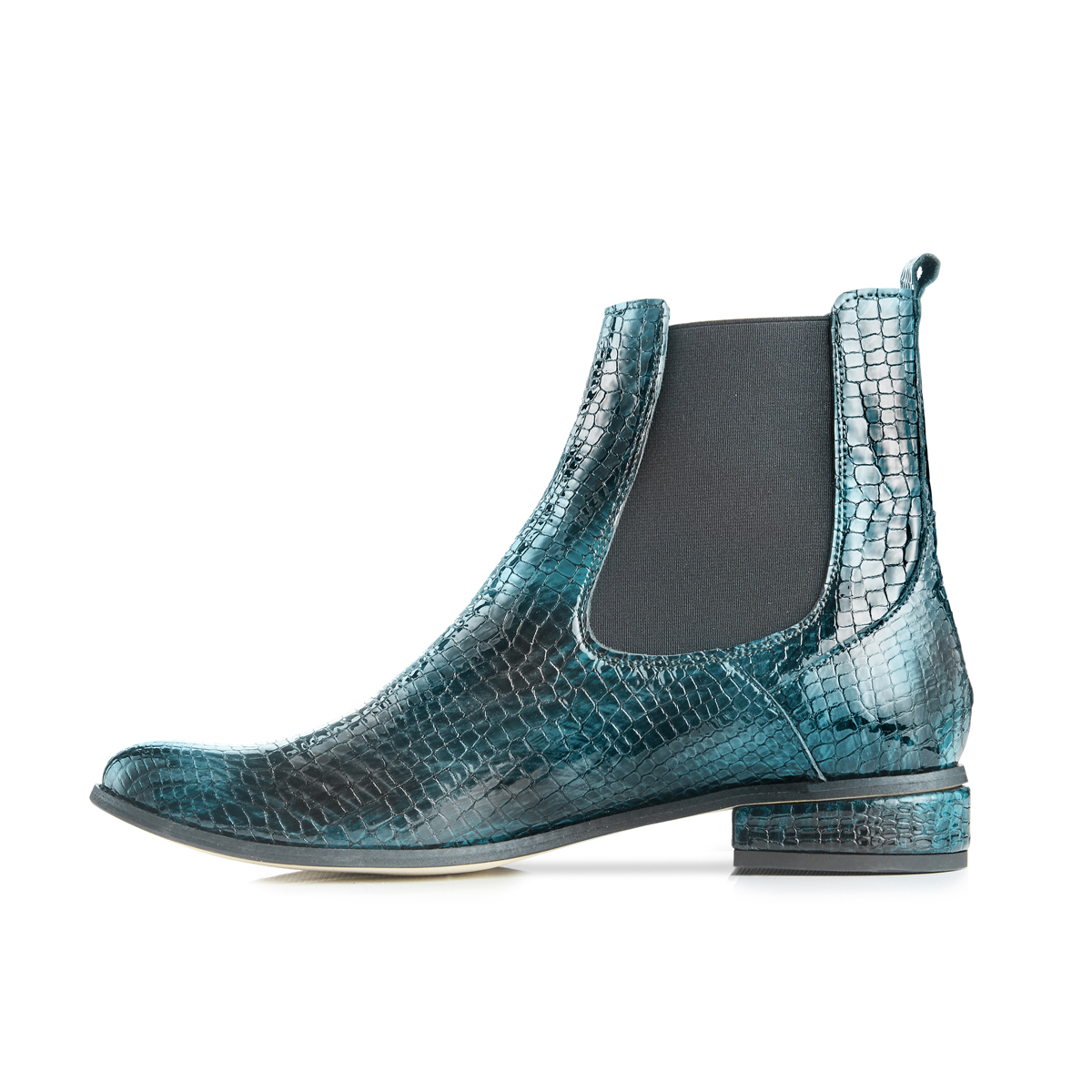 Casey Ankle Boots in Moc Croc - Teal
