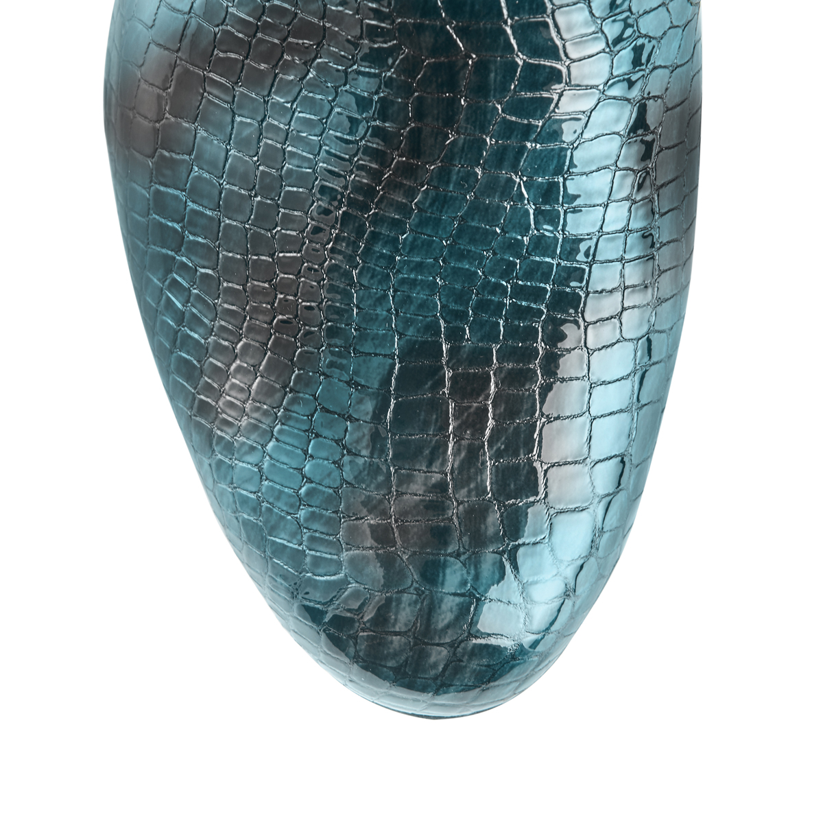 Charlie croc leather flat slip-on mules - teal