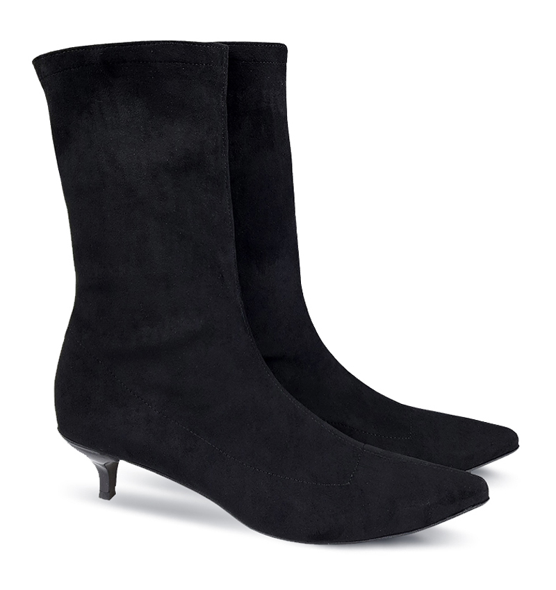 Kitty low heel sock boots in black