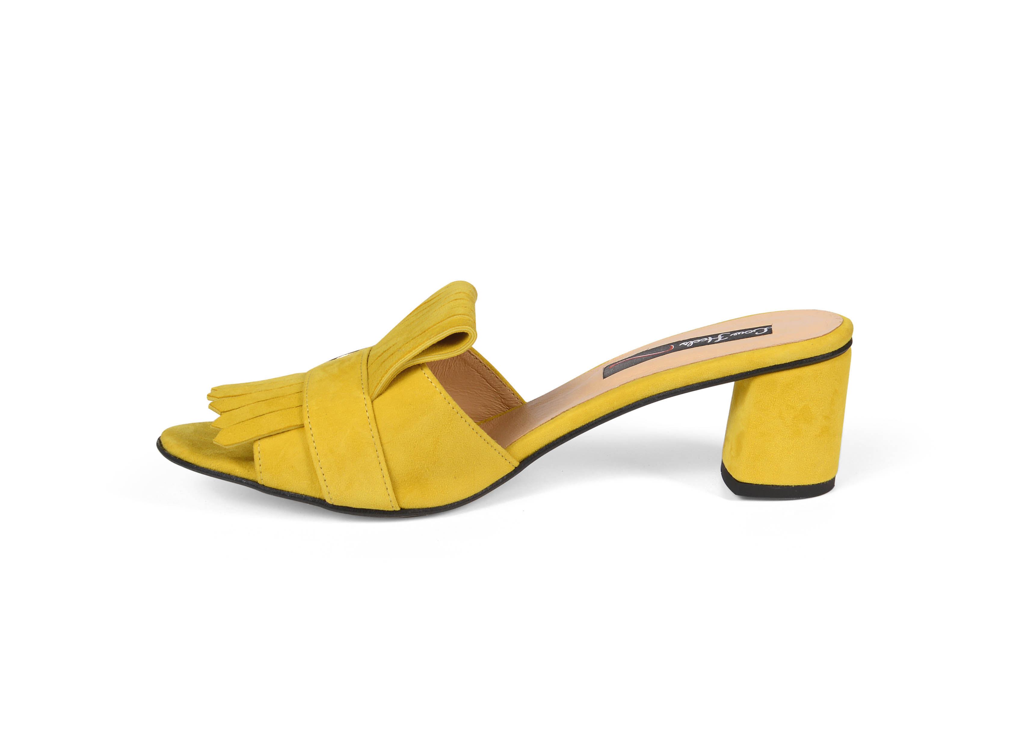 Seren block heel suede mules - yellow