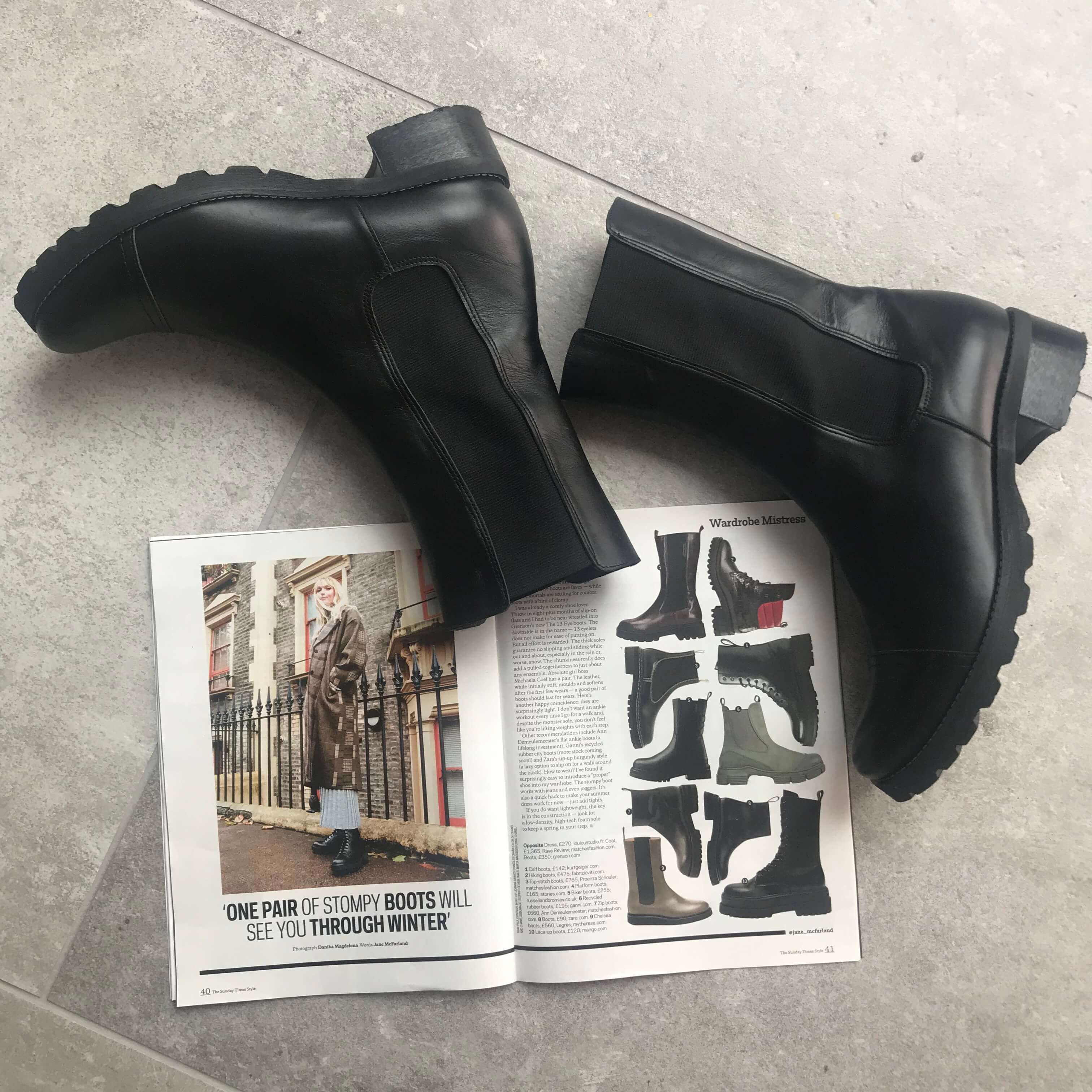 Stella chunky pull-on boot in black leather