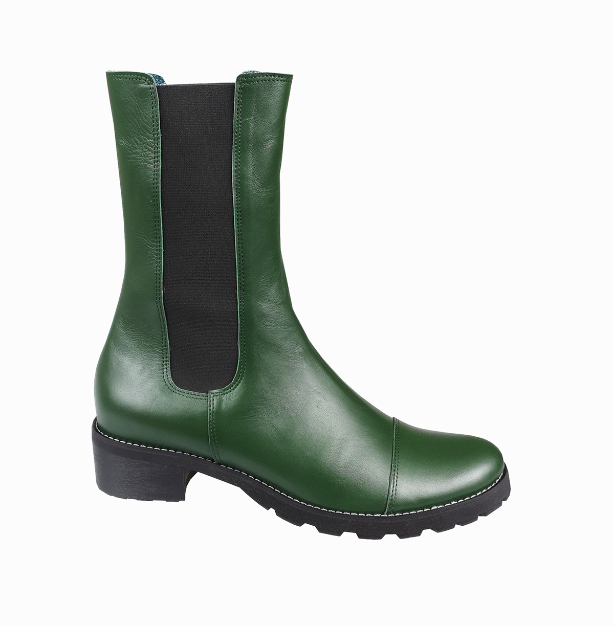 Stella chunky pull-on boot in green leather