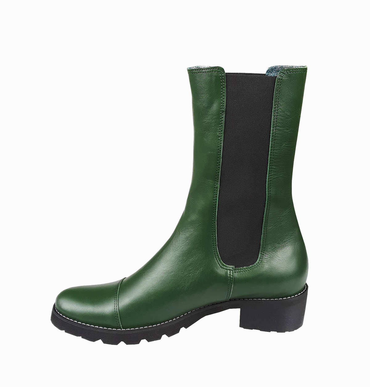 Stella chunky pull-on boot in green leather