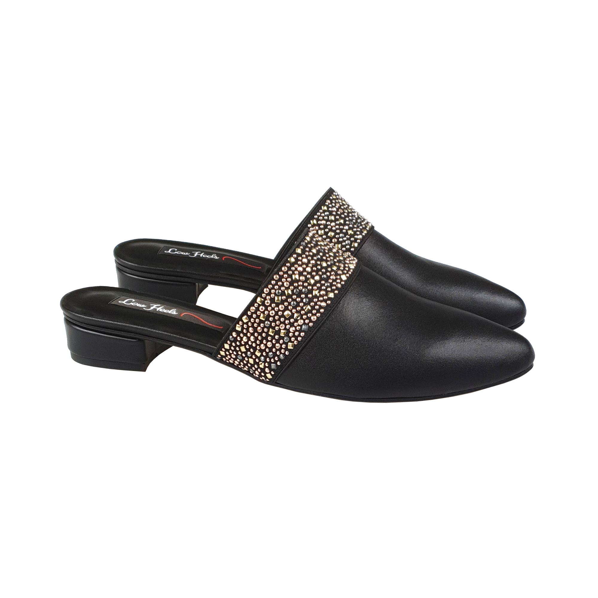 Zara mules with elastic insets in black leather