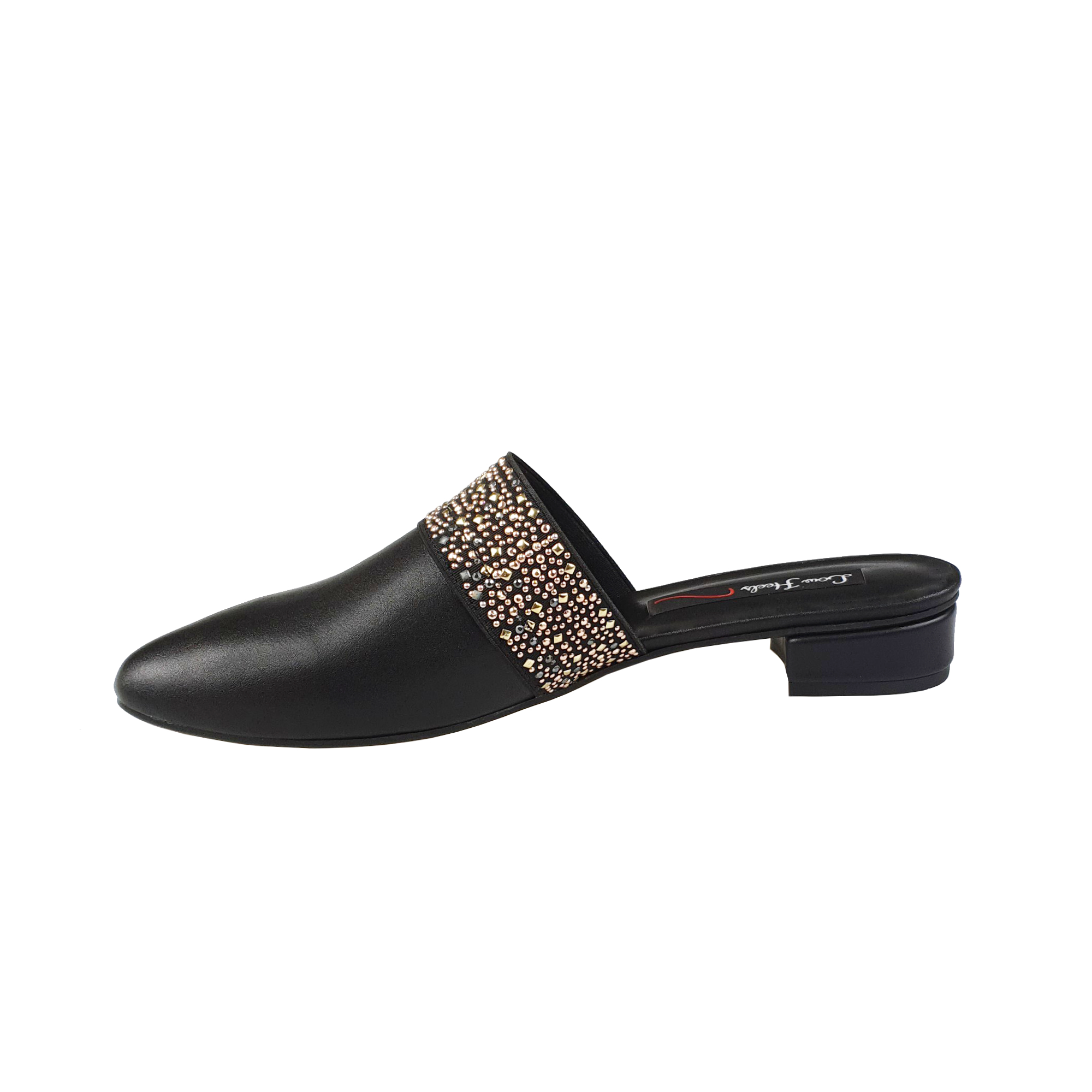 Zara mules with elastic insets in black leather