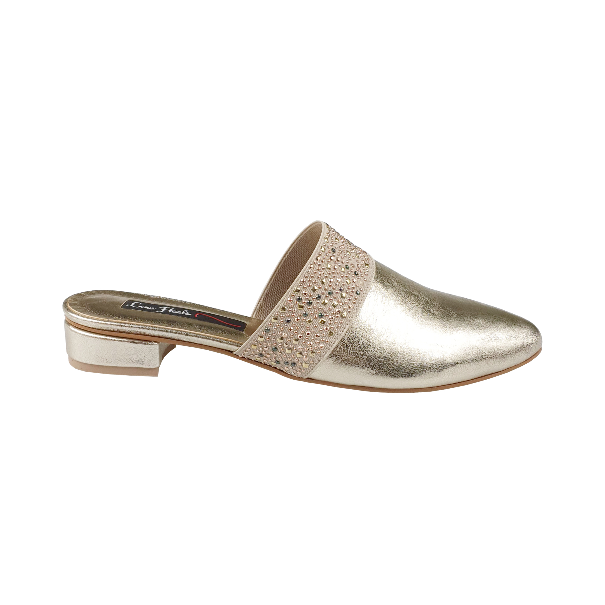 Zara mules with elastic insets in gold leather
