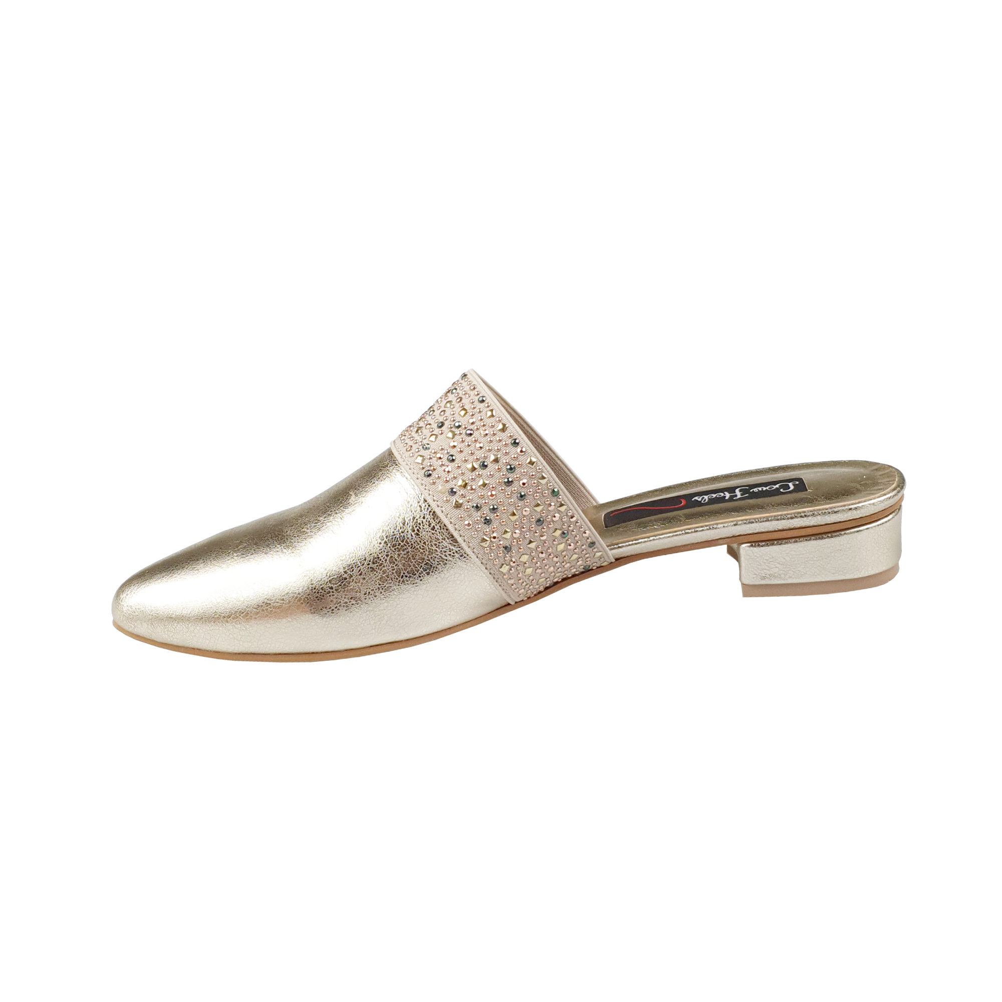 Zara mules with elastic insets in gold leather