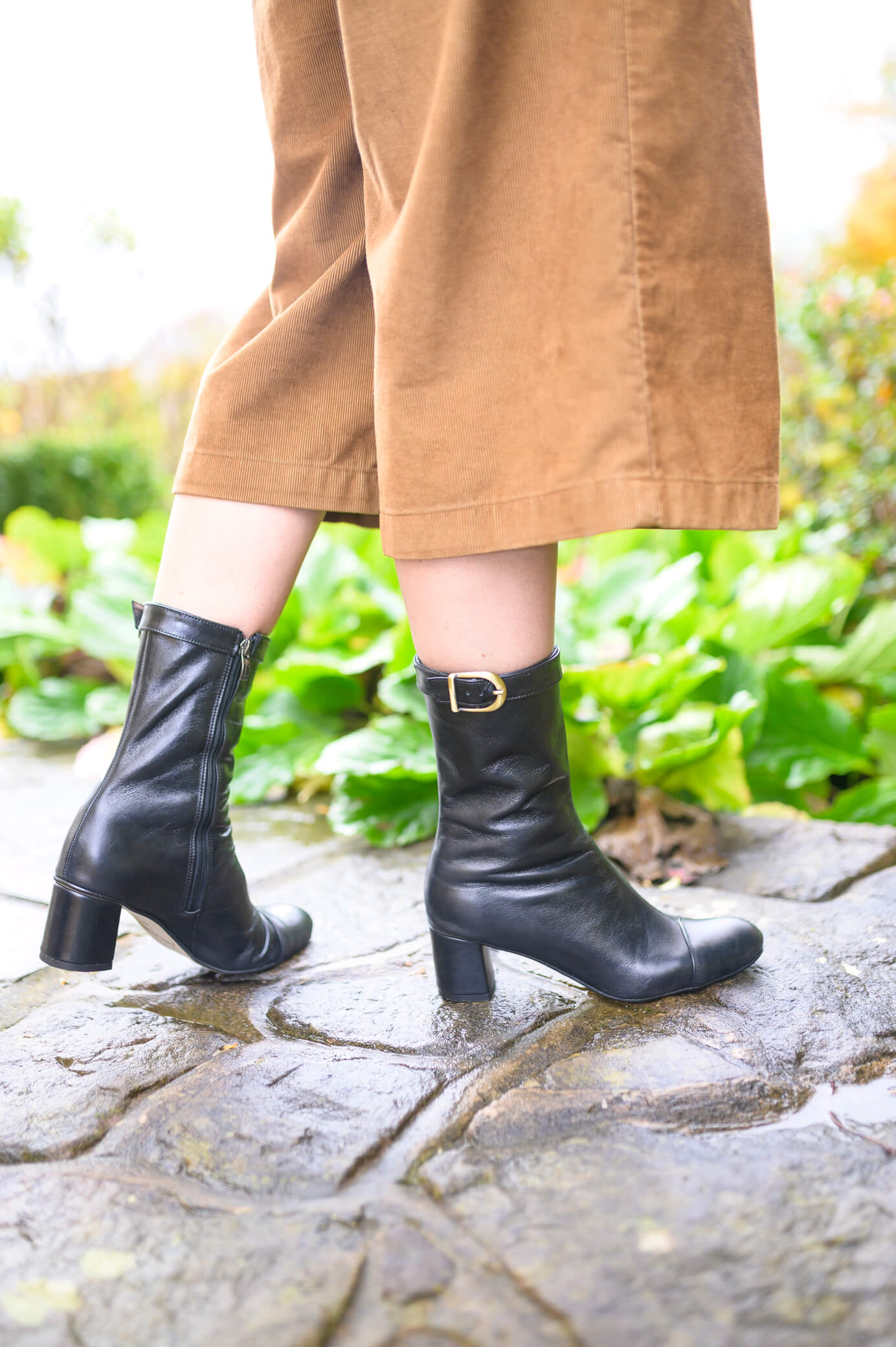 Amelie Leather Heeled Ankle Boots - Black