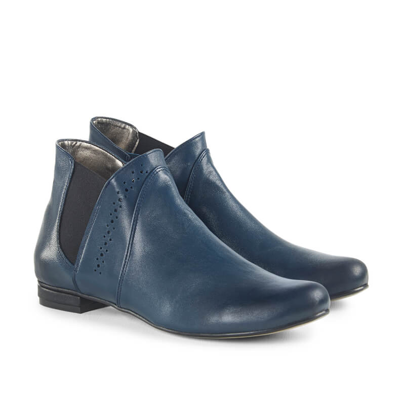 Gabi blue leather ankle boots