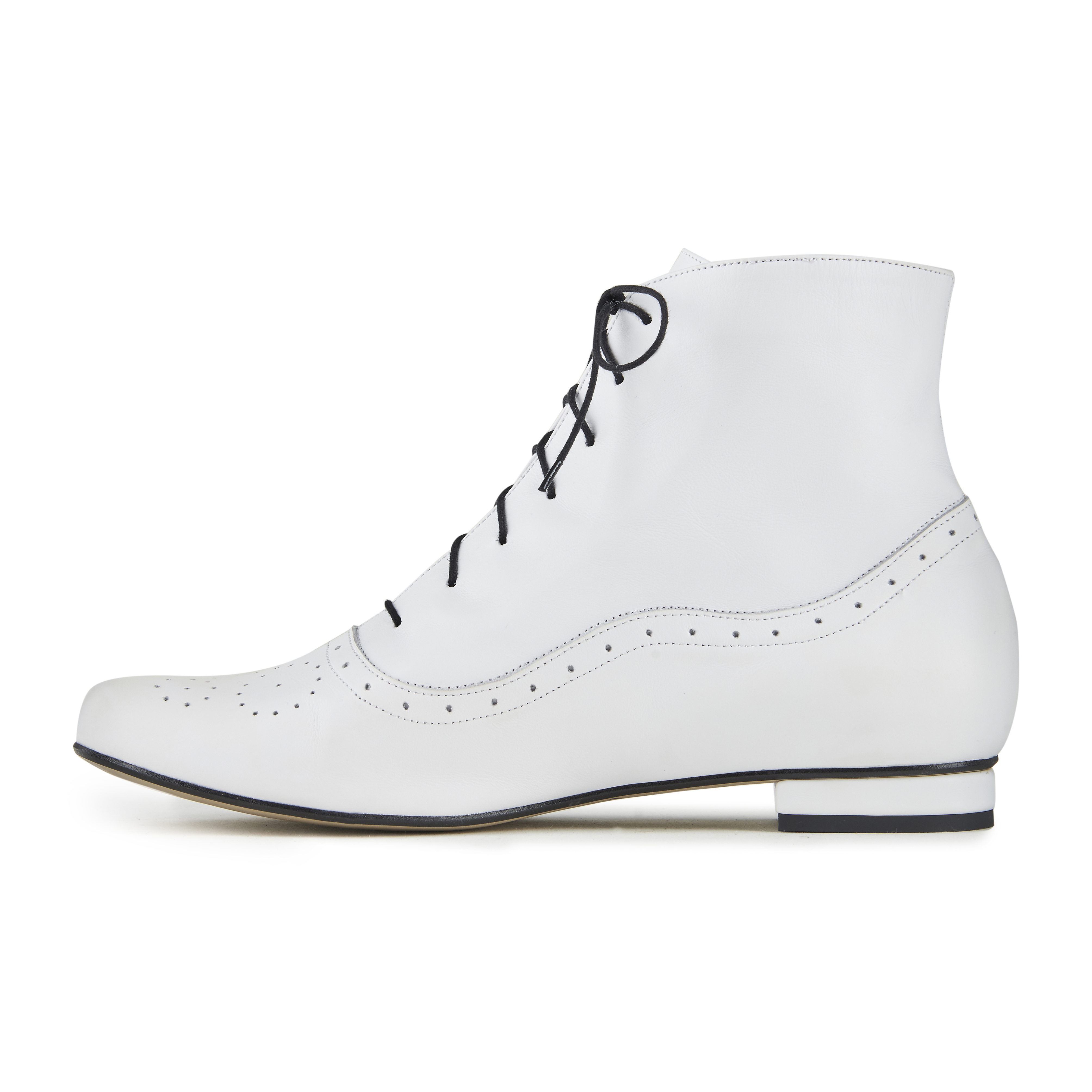 Cammy white brogue-detail lace-up ankle boots