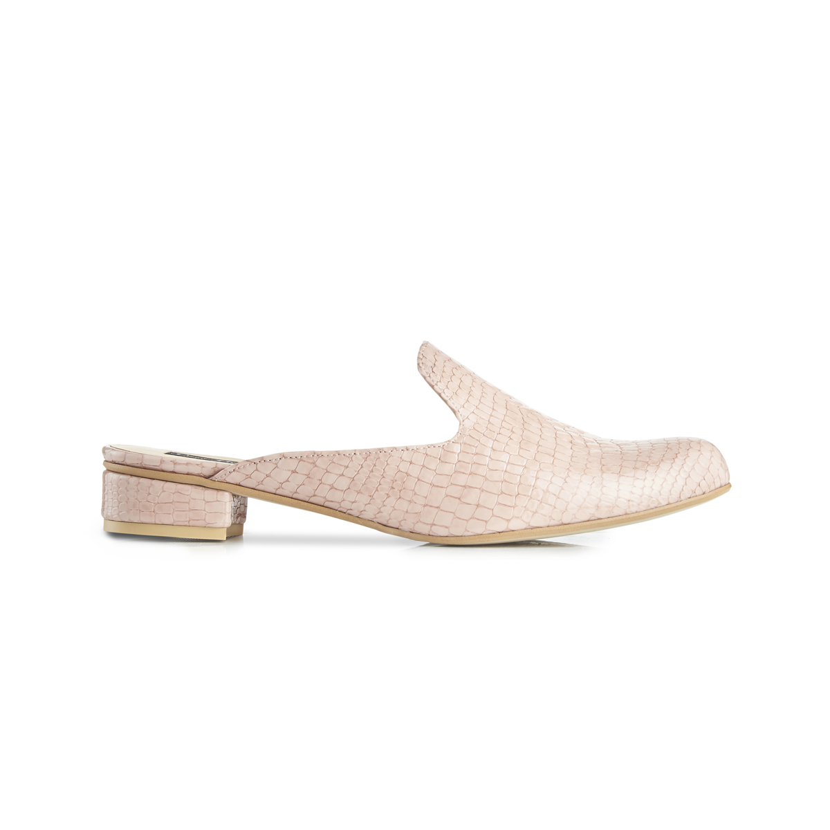 Charlie croc leather flat slip-on mules - pink