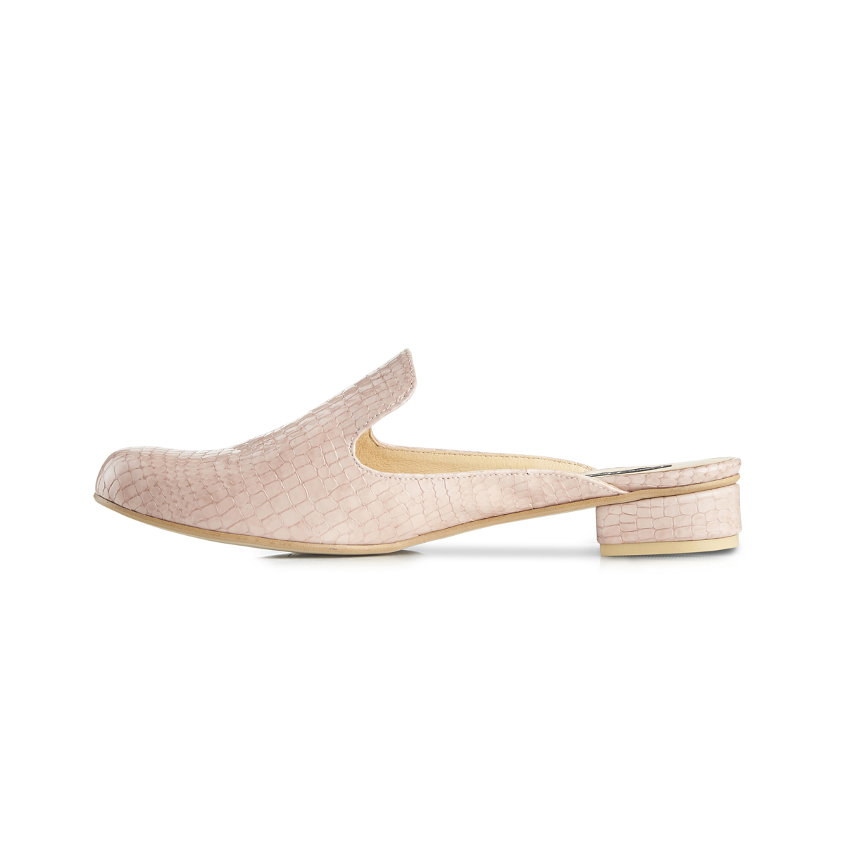 Charlie croc leather flat slip-on mules - pink