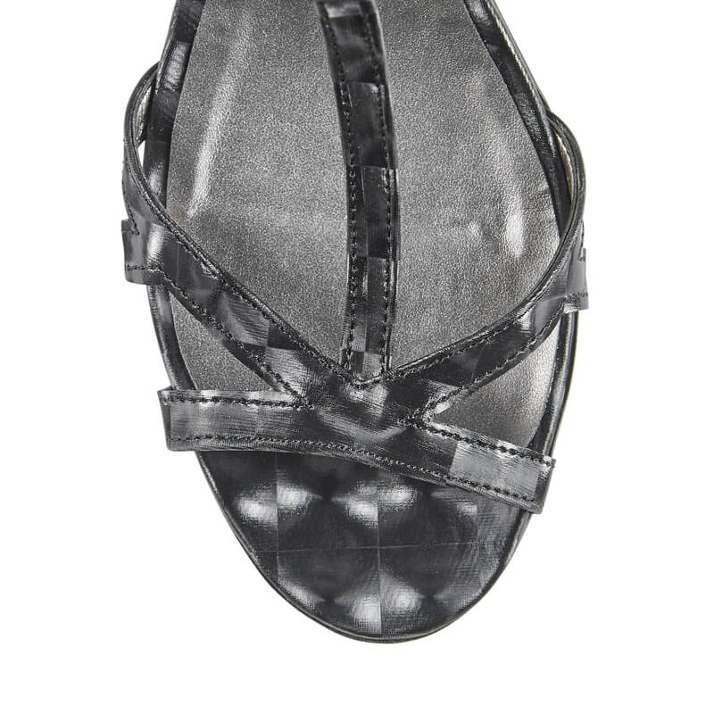 Thalia black low kitten heel sandals 