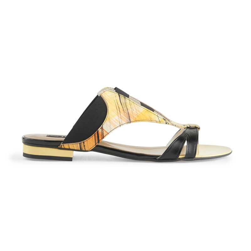 Dahlia black & silver leather sandals