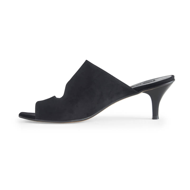 Marilyn black leather & plexi mules