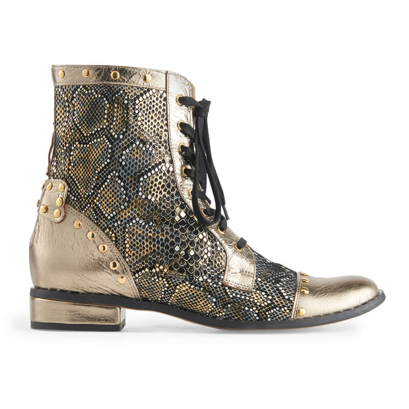 Goldie python print leather lace-up boots