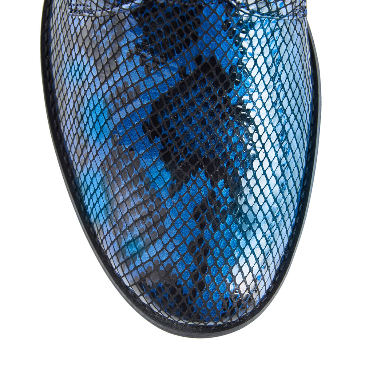 Yaga snake effect leather lace-up ankle boots - blue